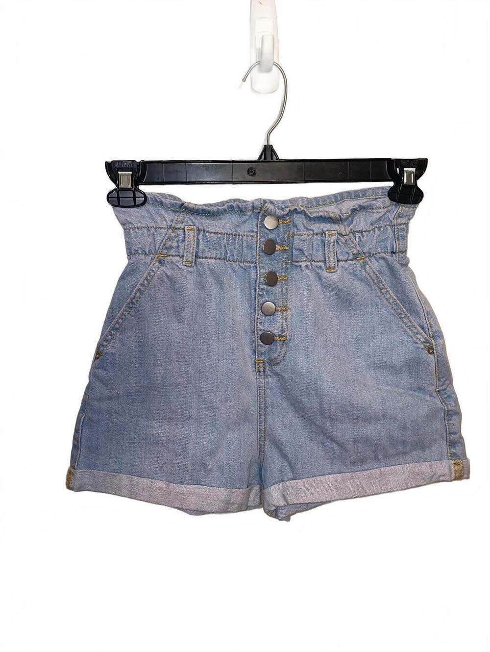 Shasa Denim High Waist Paperbag Button Front Shorts Size 5 VSCO, Soft Girl